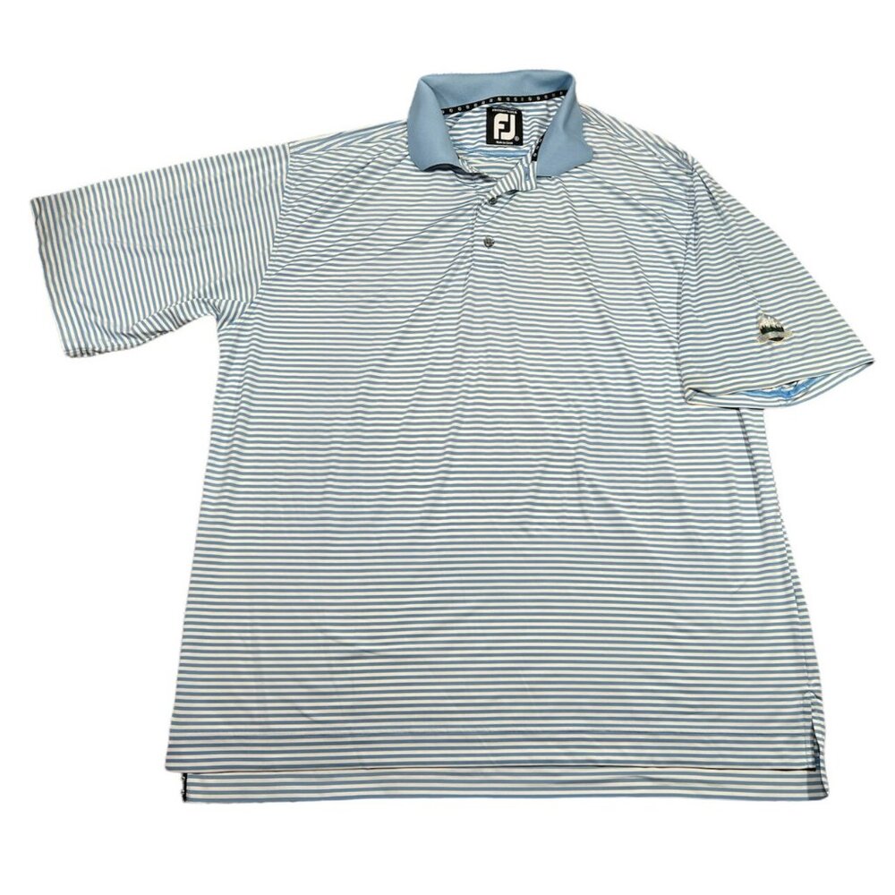 FootJoy Men’s Sky Blue Stripe Short Sleeve Comfort Polo Shirt SZ XL Teton Pines